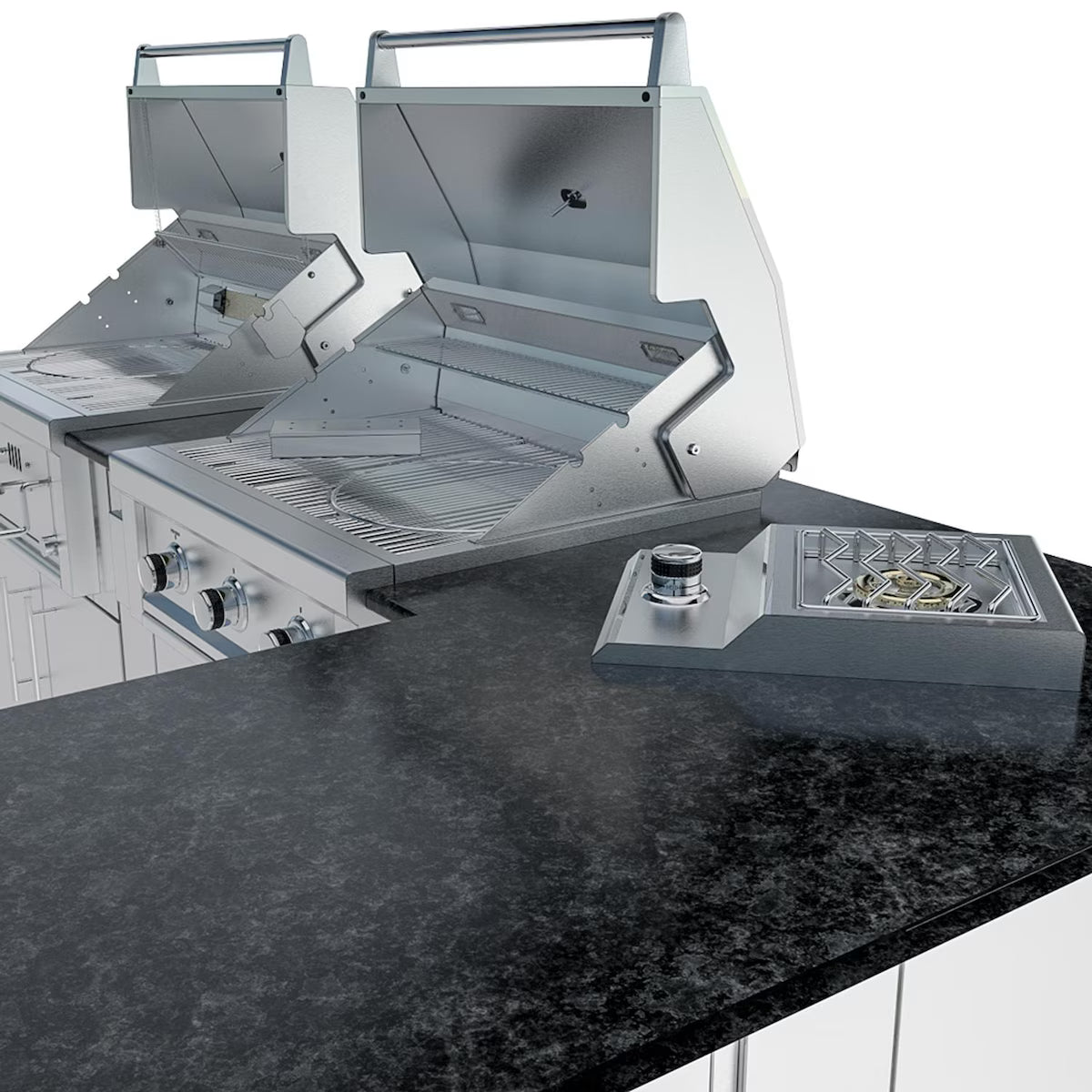 Sunstone Texas Tango 19′ Stainless Steel Outdoor Kitchen Island Package with Grill, Side Burner, Refrigerator & Sink