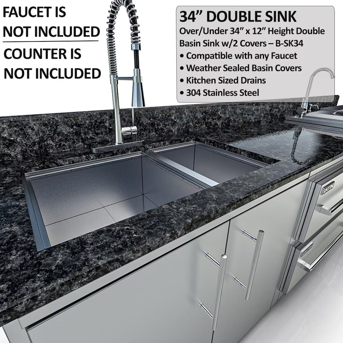 Sunstone Galley 10′8″ Clean & Prep Outdoor Kitchen Island Package