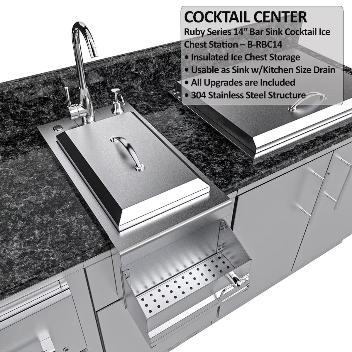 Sunstone Galley 10′8″ Clean & Prep Outdoor Kitchen Island Package