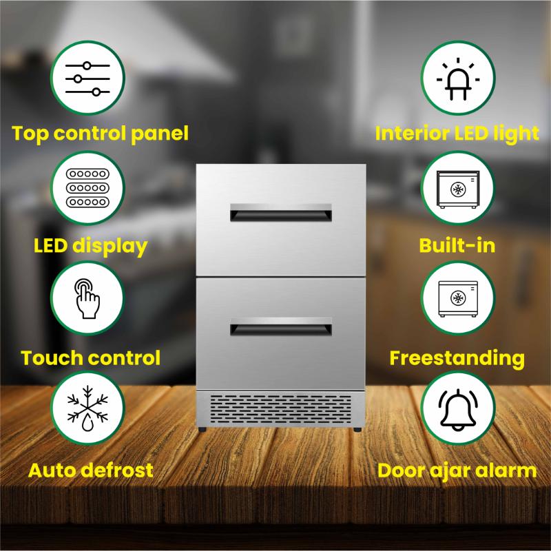 Equator Advanced Appliances 24″ Dual-Drawer Convertible Refrigerator/Freezer – 2 Zones, 5 Cu. Ft., Sabbath Mode