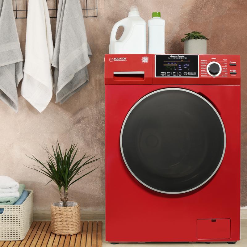 Equator Advanced Appliances All-in-One 4600 Ventless/Vented Washer Dryer with Pet Cycle, 1.62 cu. ft., 15 lb Capacity, 110V -Merlot