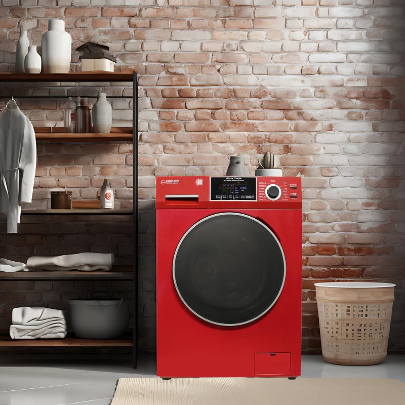 Equator Advanced Appliances All-in-One 4600 Ventless/Vented Washer Dryer with Pet Cycle, 1.62 cu. ft., 15 lb Capacity, 110V -Merlot