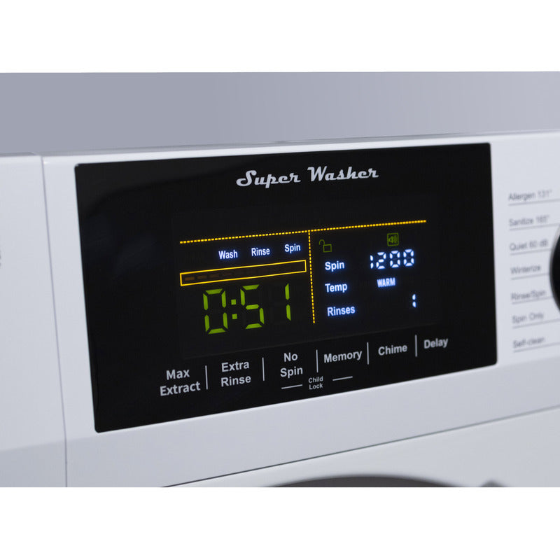 Equator Advanced Appliances Super Washer 1.9 cu. ft. / 18 lb Capacity with Sanitize & Allergen Cycles, Winterize Function, 1400 RPM, White, 110V
