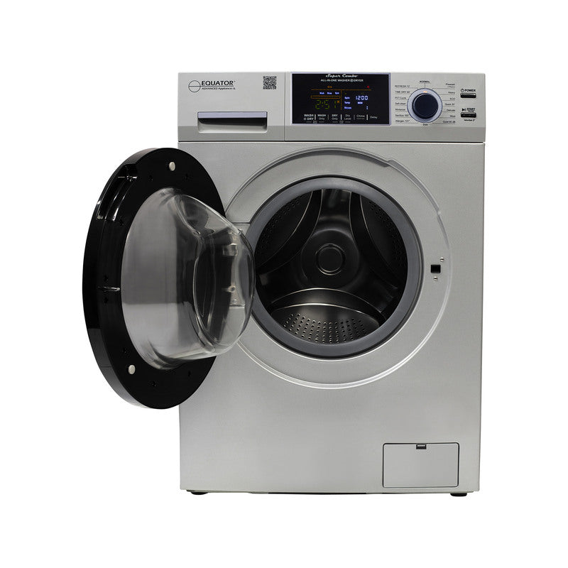 Equator Advanced Appliances All-in-One 4800 Washer-Dryer with Vented Drying — Dries 30% Faster Than Condenser Models, 15 lb Capacity, 110V - Silver