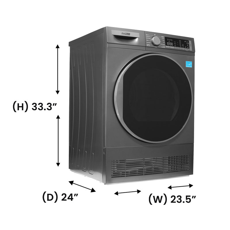 ConServ 4 cu. ft. 220V Ventless Condenser Dryer with Sanitize Cycle, LED Display, Reversible Door, Energy Star® Rated Titanium