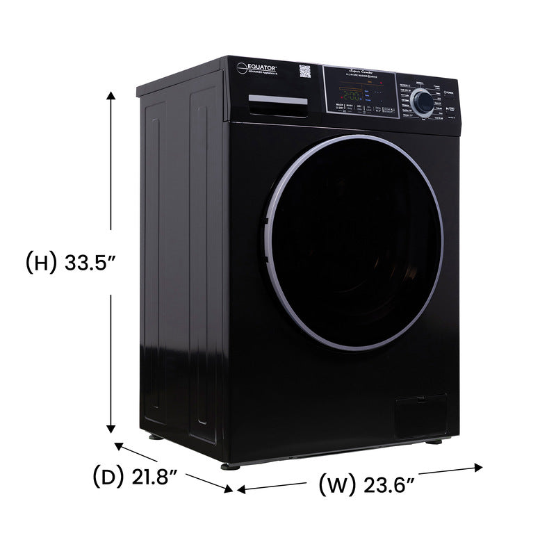 Equator Advanced Appliances All-in-One 4600 Ventless/Vented Washer Dryer with Pet Cycle, 1.62 cu. ft., 15 lb Capacity, 110V -Black