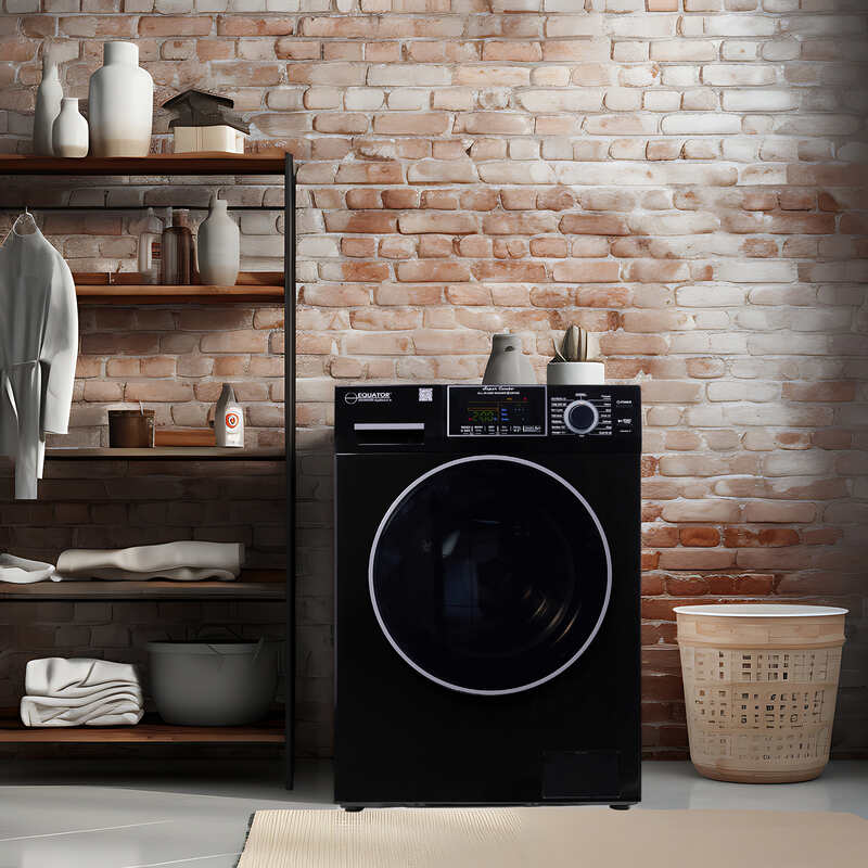 Equator Advanced Appliances All-in-One 4600 Ventless/Vented Washer Dryer with Pet Cycle, 1.62 cu. ft., 15 lb Capacity, 110V -Black