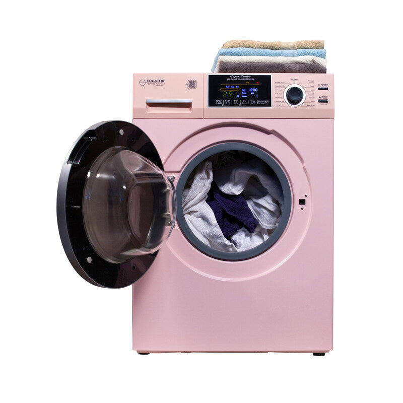Equator Advanced Appliances All-in-One 4600 Ventless/Vented Washer Dryer with Pet Cycle, 1.62 cu. ft., 15 lb Capacity, 110V -Pink