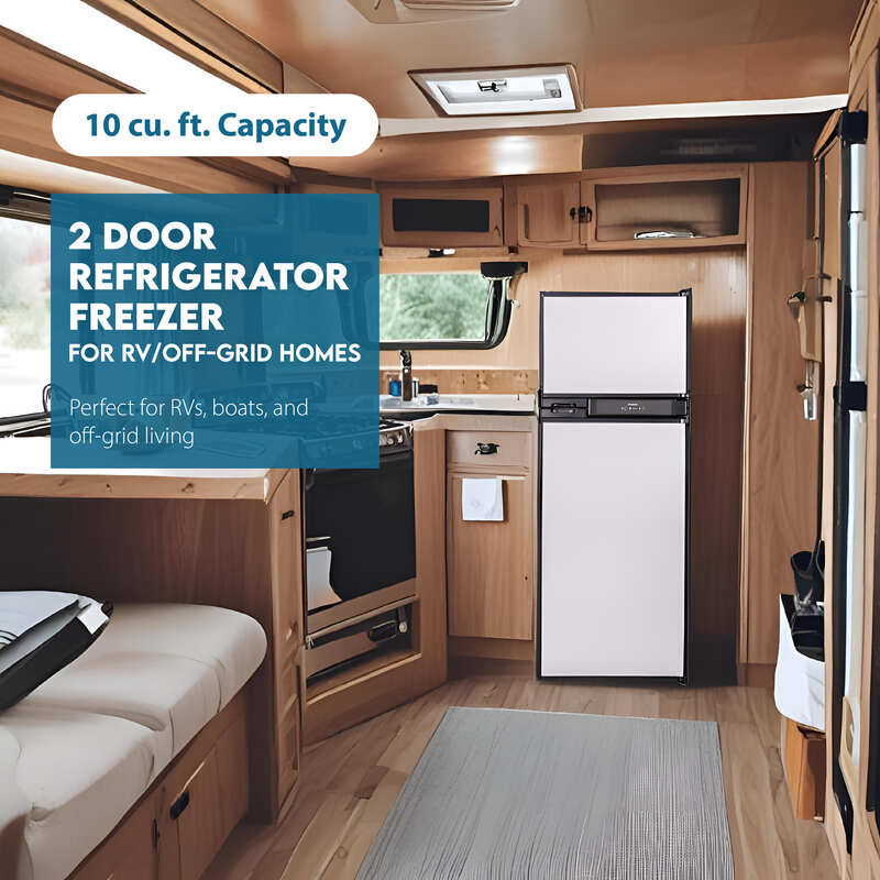 Conserv 10 cu. ft. 12V DC Stainless Steel Refrigerator/Freezer – Two Doors, Ideal for RV, Boat, and Off-Grid Use