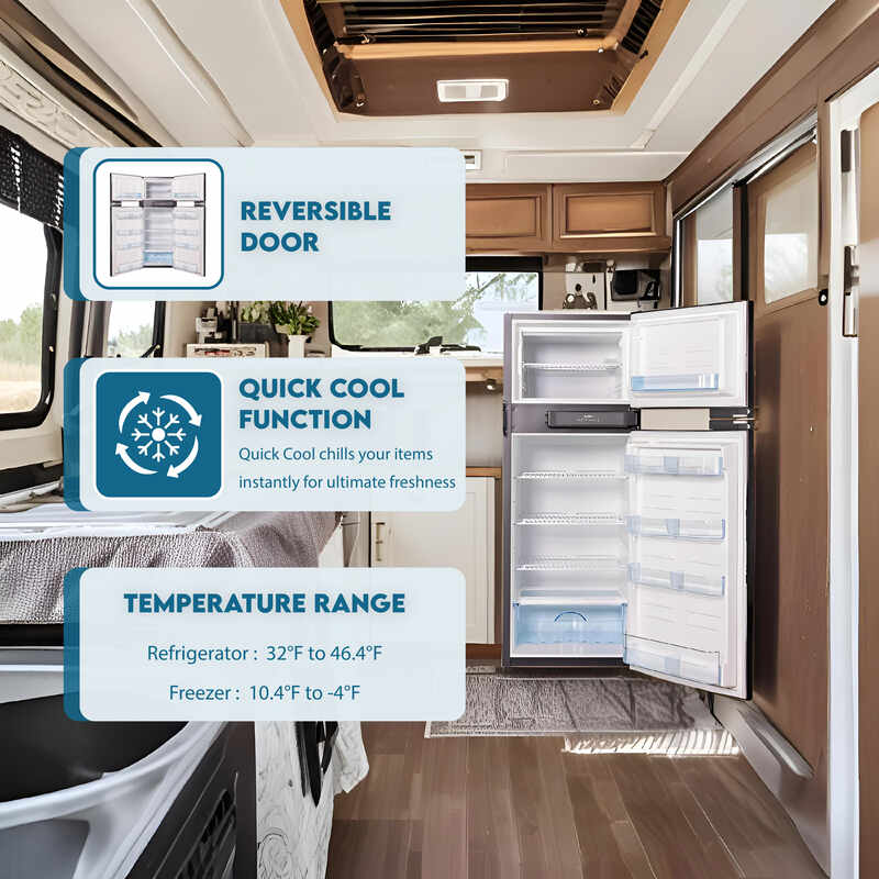 Conserv 10 cu. ft. 12V DC Stainless Steel Refrigerator/Freezer – Two Doors, Ideal for RV, Boat, and Off-Grid Use