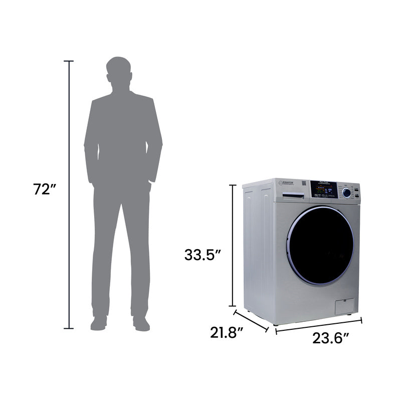 Equator Advanced Appliances All-in-One 4800 Washer-Dryer with Vented Drying — Dries 30% Faster Than Condenser Models, 15 lb Capacity, 110V - Silver
