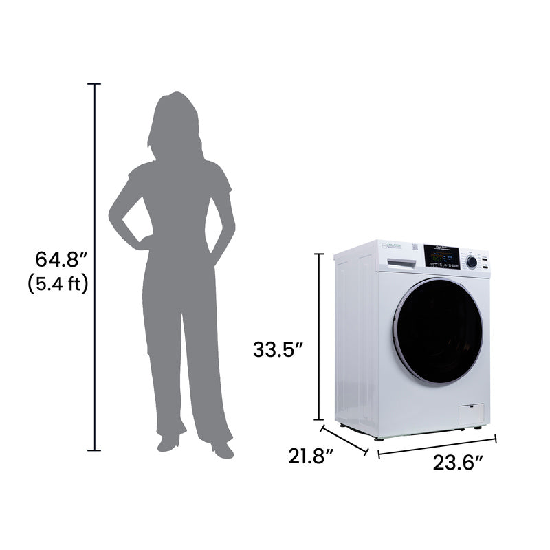 Equator Advanced Appliances All-in-One 4600 Ventless/Vented Washer Dryer with Pet Cycle, 1.62 cu. ft., 15 lb Capacity, 110V -White