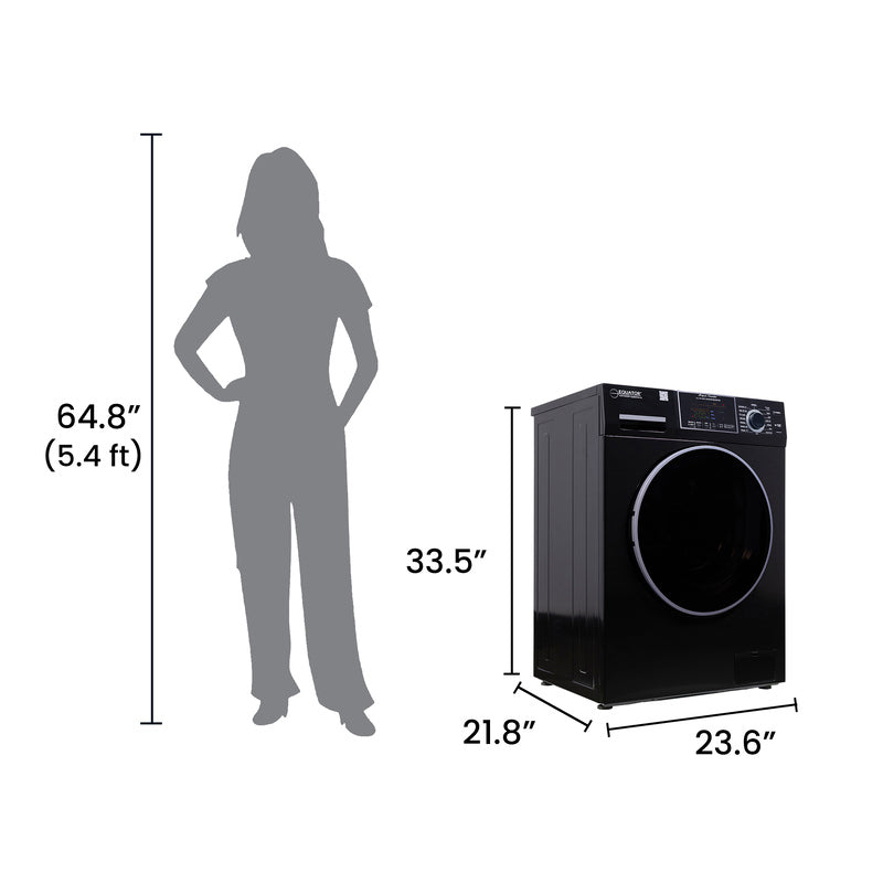 Equator Advanced Appliances All-in-One 4600 Ventless/Vented Washer Dryer with Pet Cycle, 1.62 cu. ft., 15 lb Capacity, 110V -Black