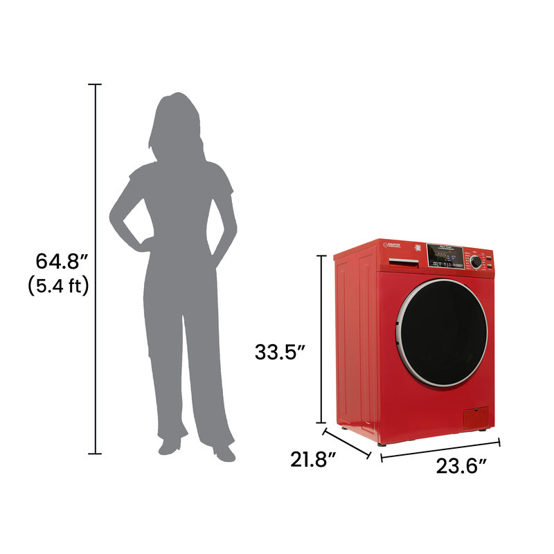 Equator Advanced Appliances All-in-One 4600 Ventless/Vented Washer Dryer with Pet Cycle, 1.62 cu. ft., 15 lb Capacity, 110V -Merlot