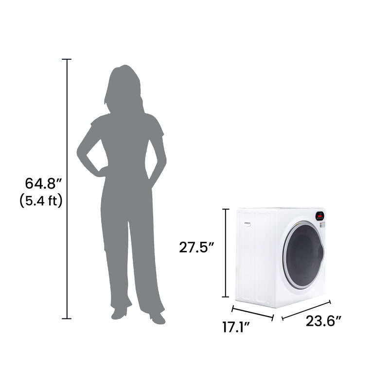 Equator Advanced Appliances Ultra-Compact Short Vented Sensor Dryer with LED Controls, 2.6 cu. ft. / 10 lb Capacity, 110V / 1400W