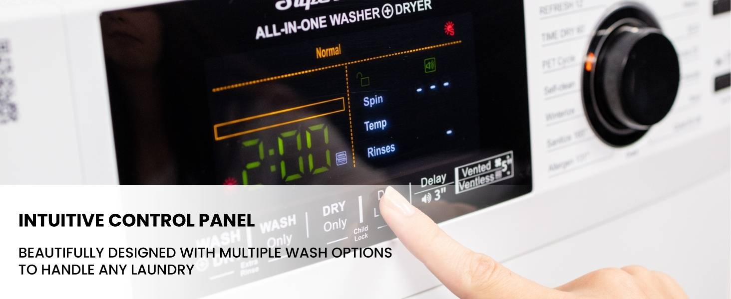 Equator Advanced Appliances All-in-One 4600 Ventless/Vented Washer Dryer with Pet Cycle, 1.62 cu. ft., 15 lb Capacity, 110V -White