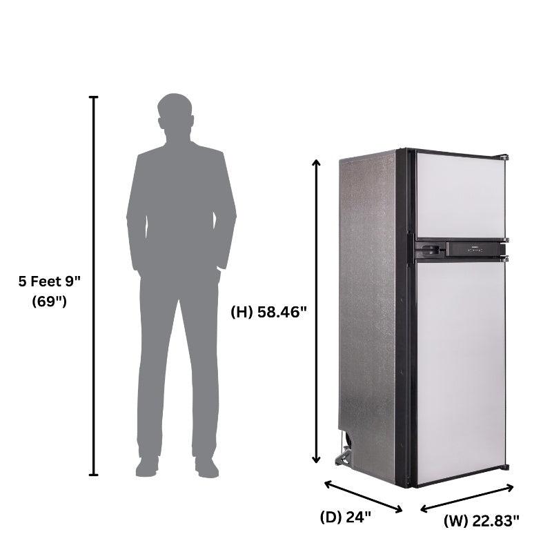 Conserv 10 cu. ft. 12V DC Stainless Steel Refrigerator/Freezer – Two Doors, Ideal for RV, Boat, and Off-Grid Use