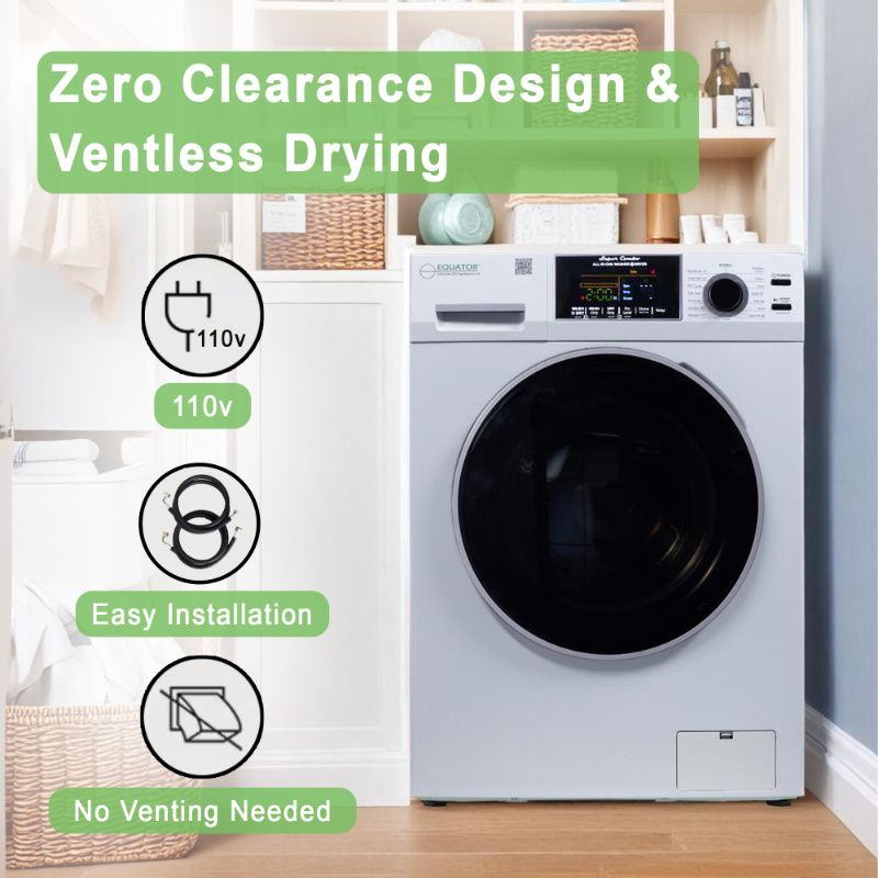 Equator Advanced Appliances All-in-One 4700 Washer-Dryer, Ventless, Fully Built-In, Zero Clearance, 1.62 cu. ft. / 15 lb Capacity, 110V, 1400 RPM - White