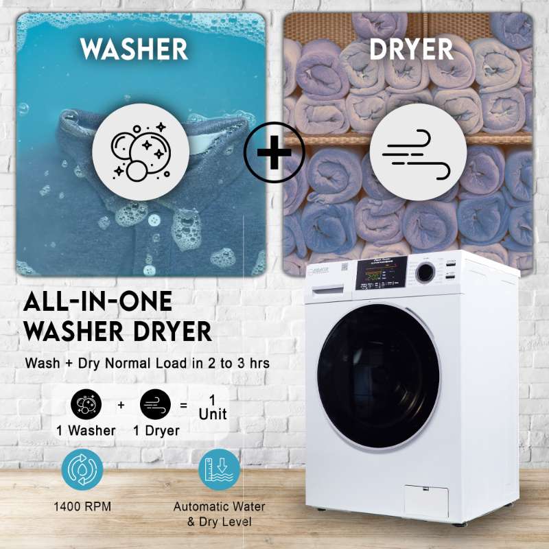 Equator Advanced Appliances All-in-One 4700 Washer-Dryer, Ventless, Fully Built-In, Zero Clearance, 1.62 cu. ft. / 15 lb Capacity, 110V, 1400 RPM - White