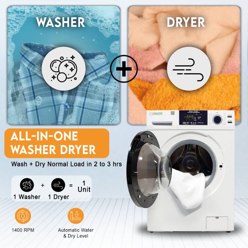 Equator Advanced Appliances All-in-One 4800 Washer-Dryer with Vented Drying — Dries 30% Faster Than Condenser Models, 15 lb Capacity, 110V - White