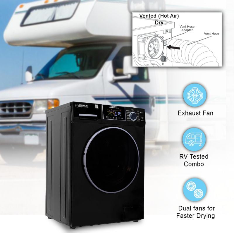 Equator Advanced Appliances All-in-One 4800 Washer-Dryer with Vented Drying — Dries 30% Faster Than Condenser Models, 15 lb Capacity, 110V - Black