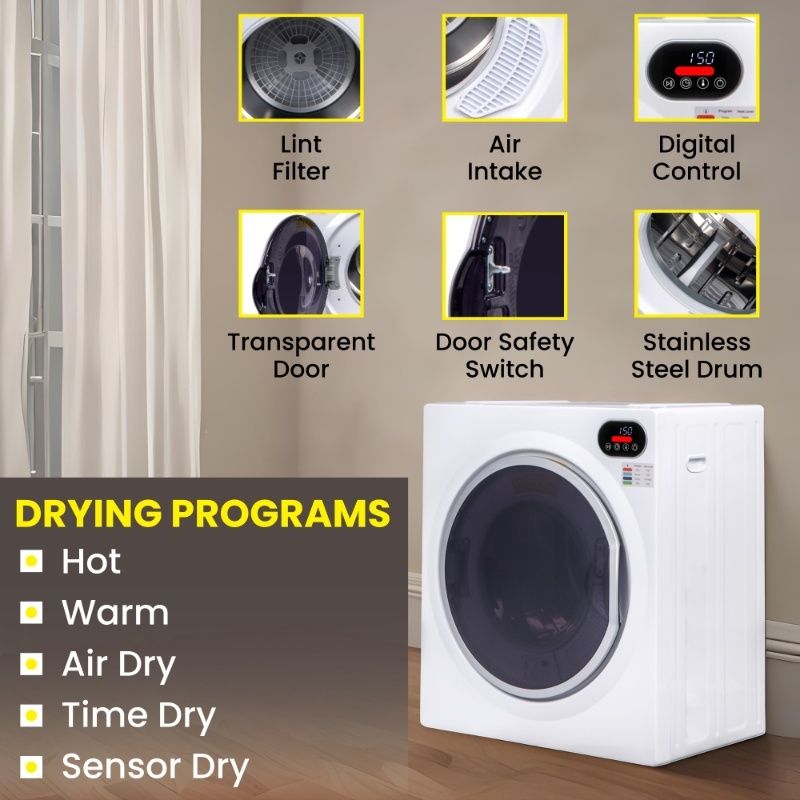 Equator Advanced Appliances Ultra-Compact Short Vented Sensor Dryer with LED Controls, 2.6 cu. ft. / 10 lb Capacity, 110V / 1400W