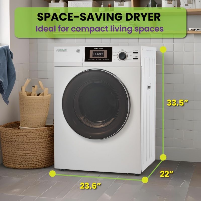 Equator Advanced Appliances Premium 24" Compact Vented Dryer with Washer Socket, Sensor Dry, 3.1 cu. ft. / 13 lb Capacity, 110V