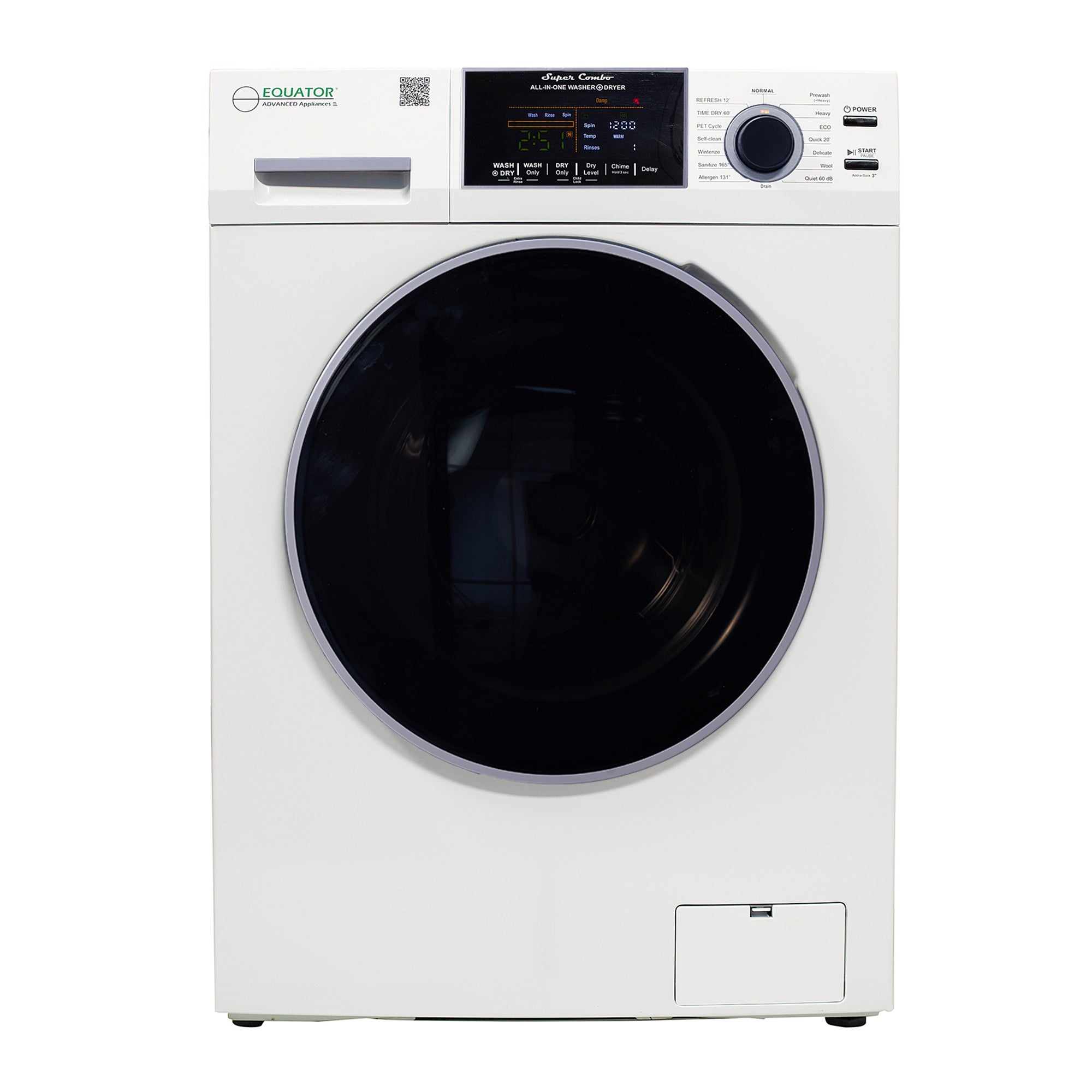 Equator Advanced Appliances All-in-One 4800 Washer-Dryer with Vented Drying — Dries 30% Faster Than Condenser Models, 15 lb Capacity, 110V - White