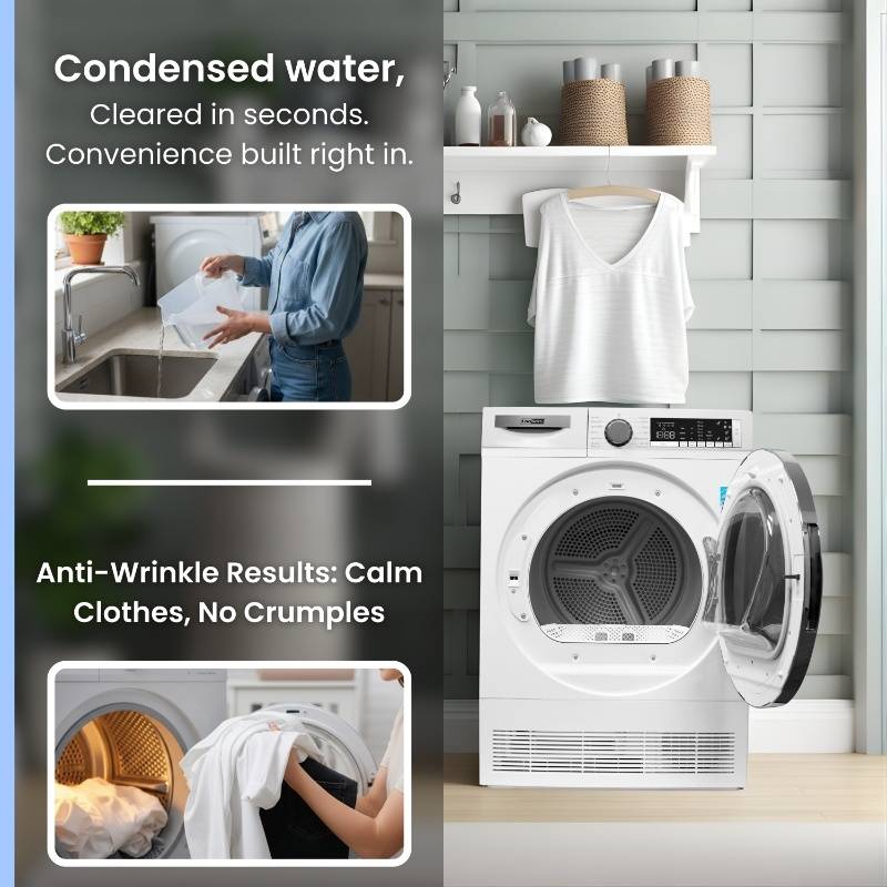 ConServ 4 cu. ft. 220V Ventless Condenser Dryer with Sanitize Cycle, LED Display, Reversible Door, Energy Star® Rated White
