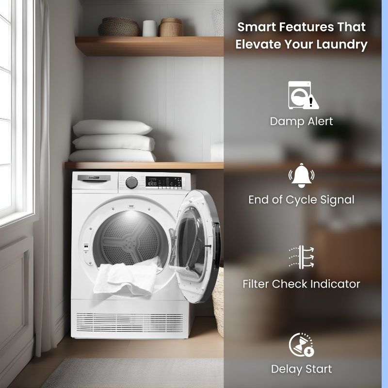ConServ 4 cu. ft. 220V Ventless Condenser Dryer with Sanitize Cycle, LED Display, Reversible Door, Energy Star® Rated White