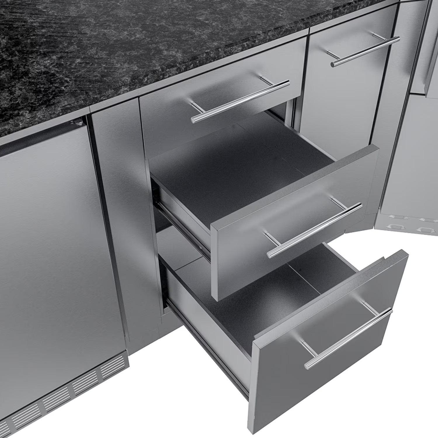 Sunstone Big Tex 21-Ft Stainless Steel Outdoor Kitchen Island Package with Grill, Side Burner, Refrigerator & Sink
