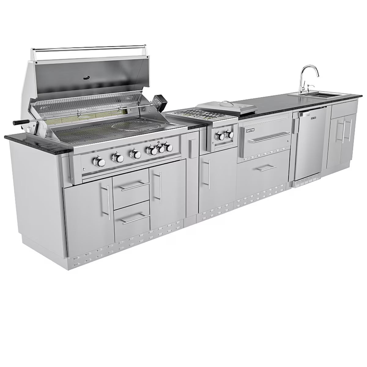 Sunstone French Quarter 13′7″ Stainless Steel Outdoor Kitchen Island Package