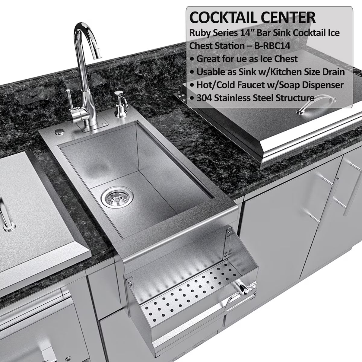 Sunstone Galley 10′8″ Clean & Prep Outdoor Kitchen Island Package