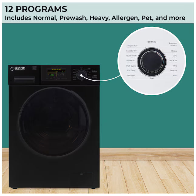 Equator Advanced Appliances Extra-Small 1.62 cu. ft. Stackable Front-Load Washer – Black