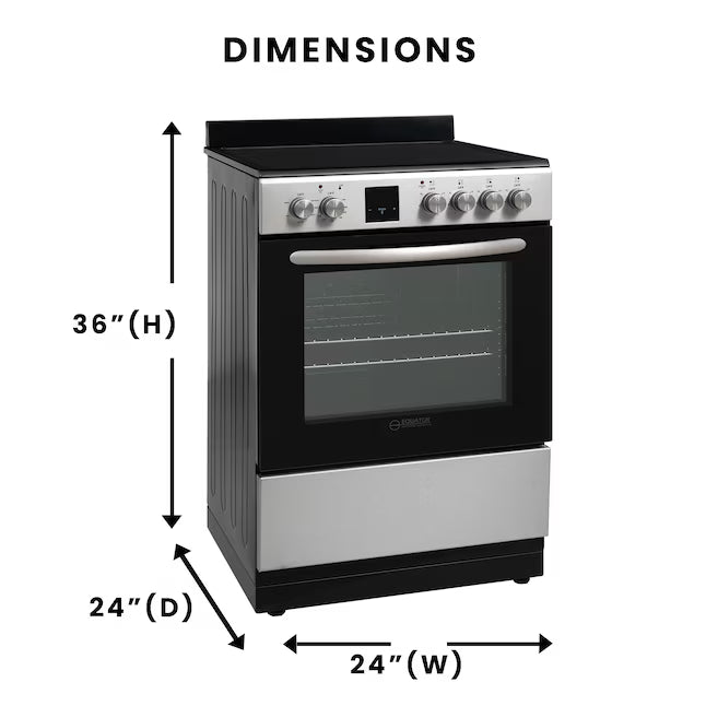 Equator Advanced Appliances 20″ Freestanding Electric Range with Air Fry Convection Oven, 4-Burner Glass Top – Stainless
