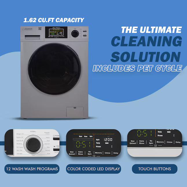 Equator Advanced Appliances Extra-Small 1.62 cu. ft. Stackable Front-Load Washer – Silver