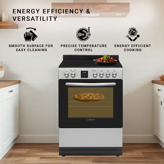 Equator Advanced Appliances 20″ Freestanding Electric Range with Air Fry Convection Oven, 4-Burner Glass Top – Stainless