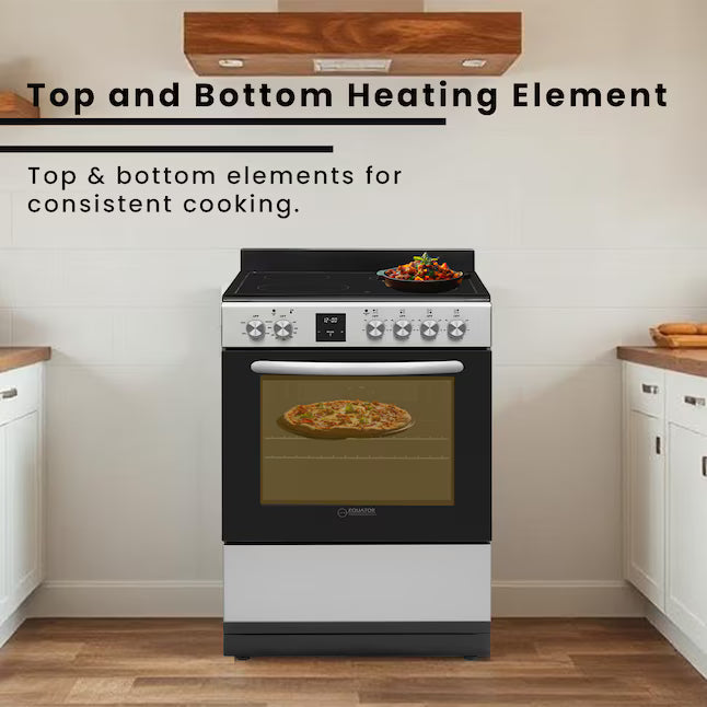 Equator Advanced Appliances 24″ Freestanding Electric Range with Air Fry Convection Oven, 4-Burner Glass Top – Stainless