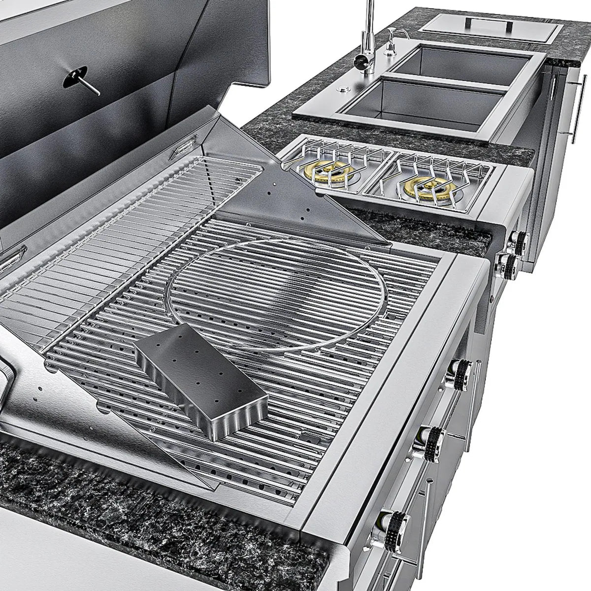 Sunstone Texas Tango 19′ Stainless Steel Outdoor Kitchen Island Package with Grill, Side Burner, Refrigerator & Sink (Copy)