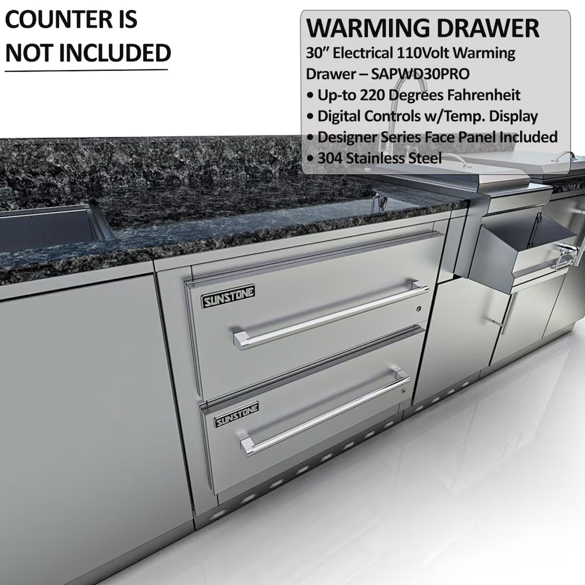Sunstone Galley 10′8″ Clean & Prep Outdoor Kitchen Island Package