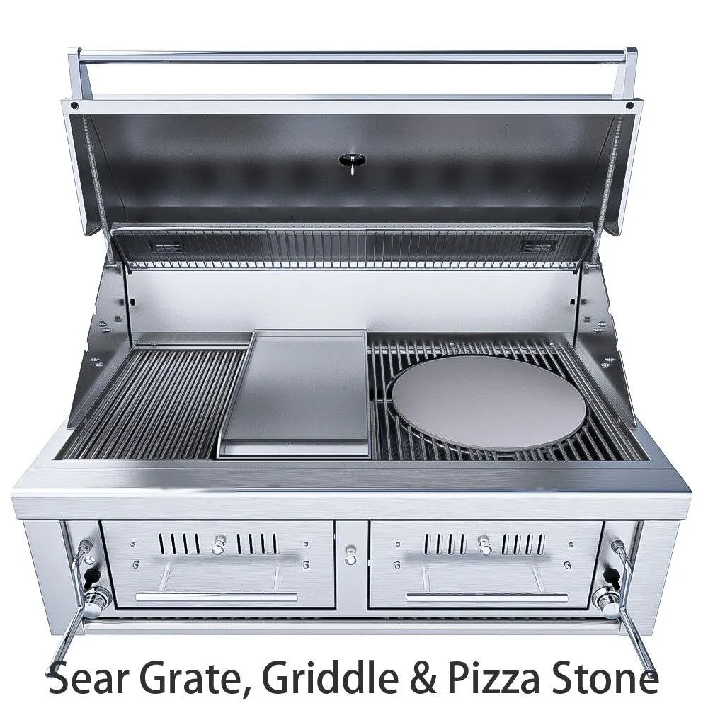 Sunstone 42" Hybrid Gas, Charcoal & Wood Built-In Grill