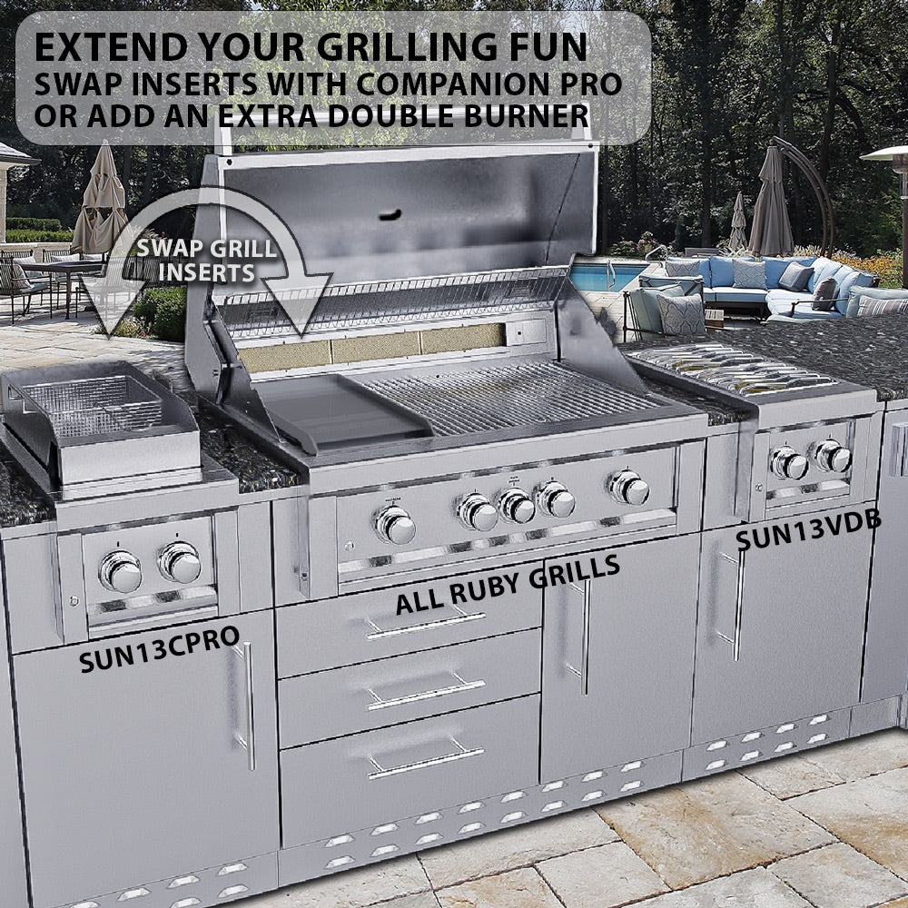 Sunstone Metal Products Ruby Series 36" Built-In 4-Burner with Rear Infrared Burner