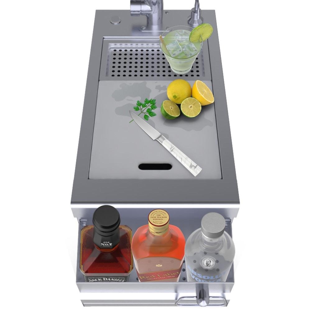 Sunstone Metal Ruby Series 14" Outdoor Bar Sink & Cocktail Ice Chest Station