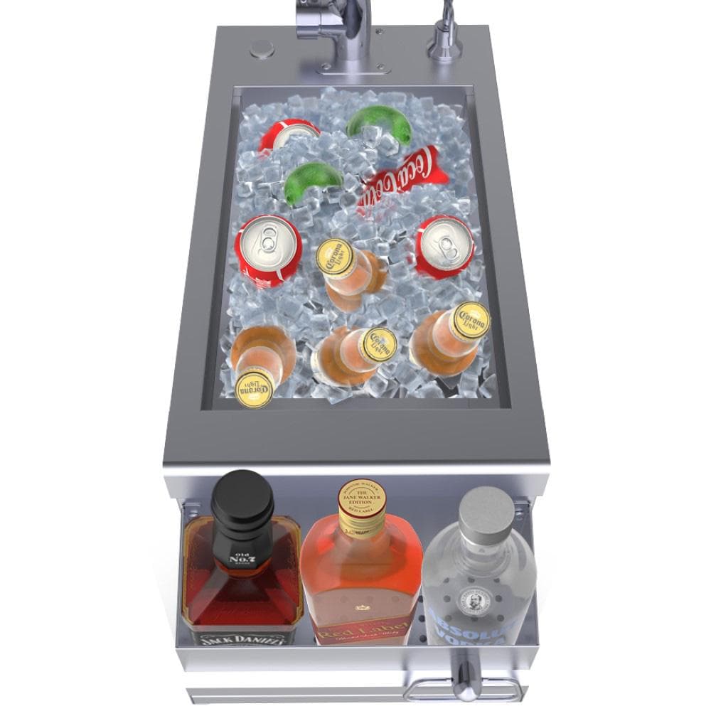 Sunstone Metal Ruby Series 14" Outdoor Bar Sink & Cocktail Ice Chest Station