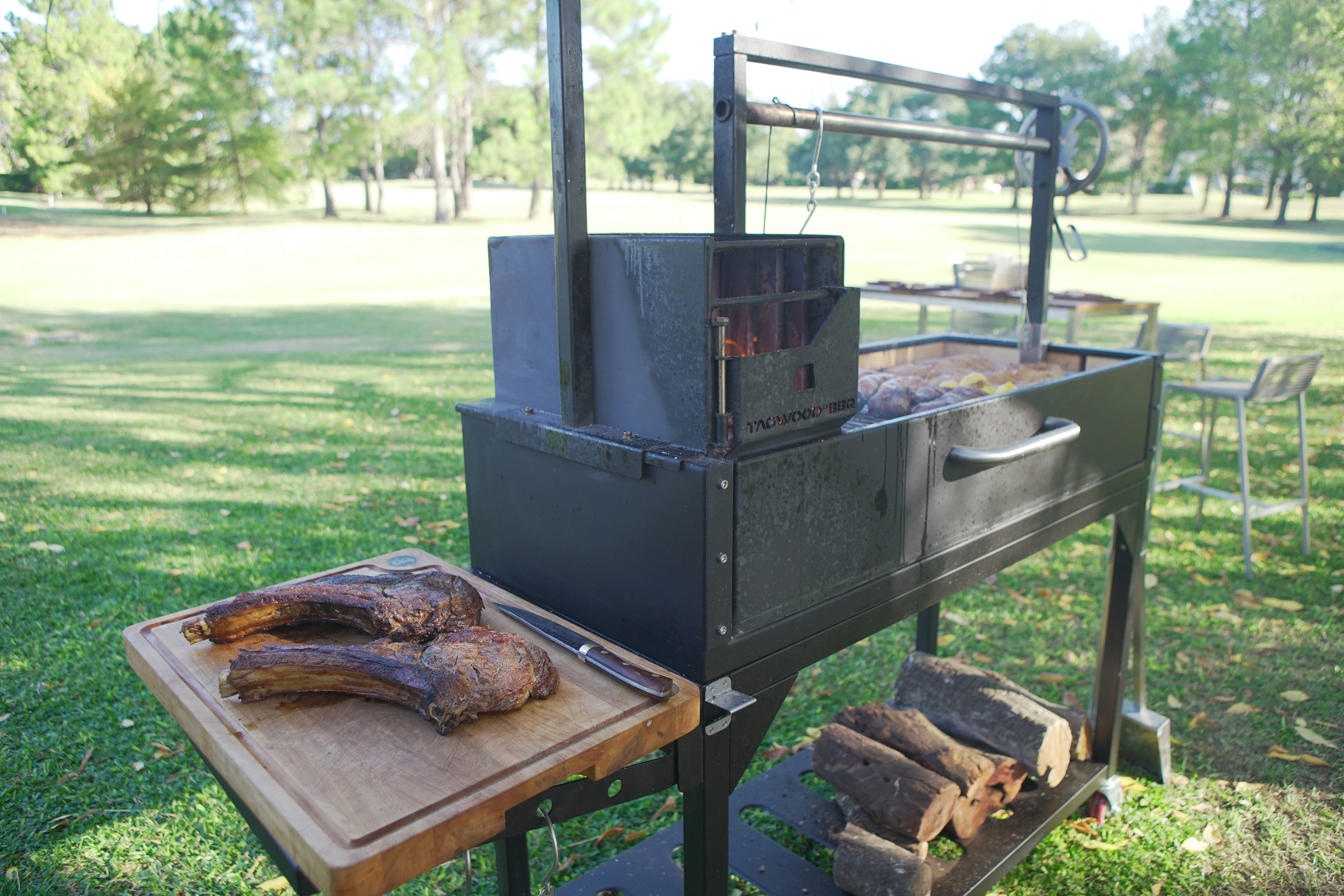 Tagwood BBQ03SI – Argentine Wood & Charcoal Grill (Black Finish) Partially Built