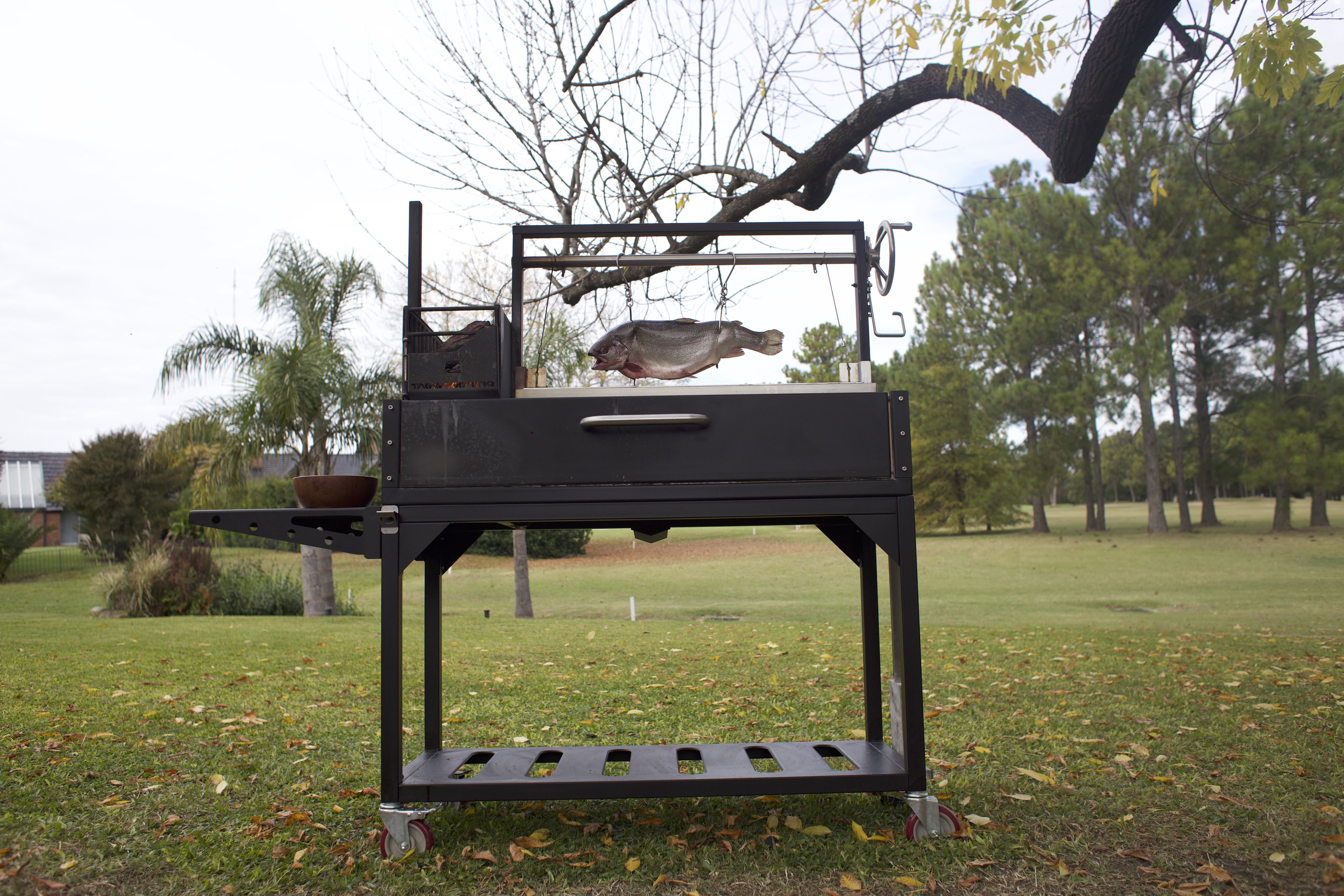 Tagwood BBQ03SI – Argentine Wood & Charcoal Grill (Black Finish) Partially Built