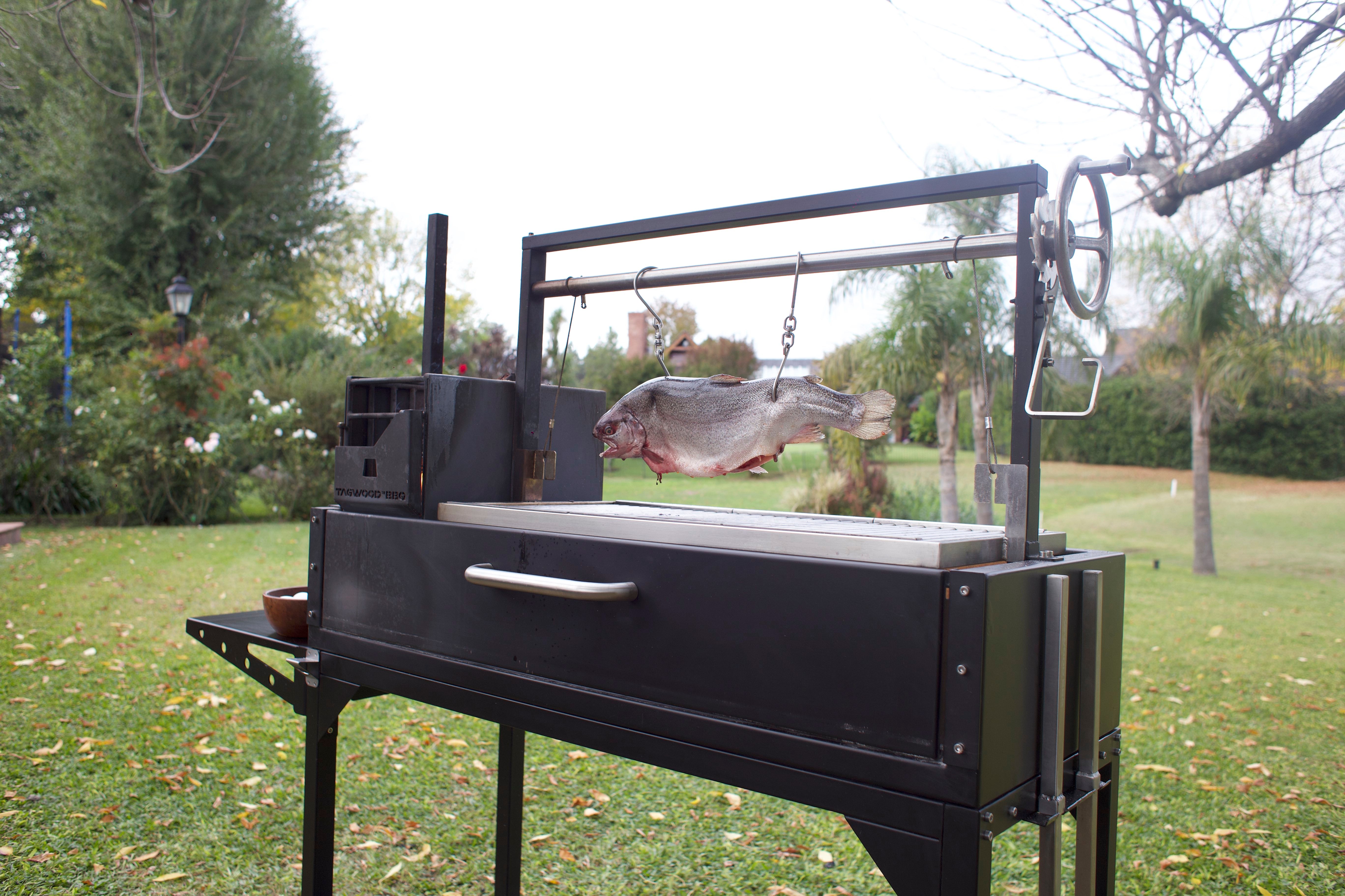 Tagwood BBQ03SI – Argentine Wood & Charcoal Grill (Black Finish) Partially Built