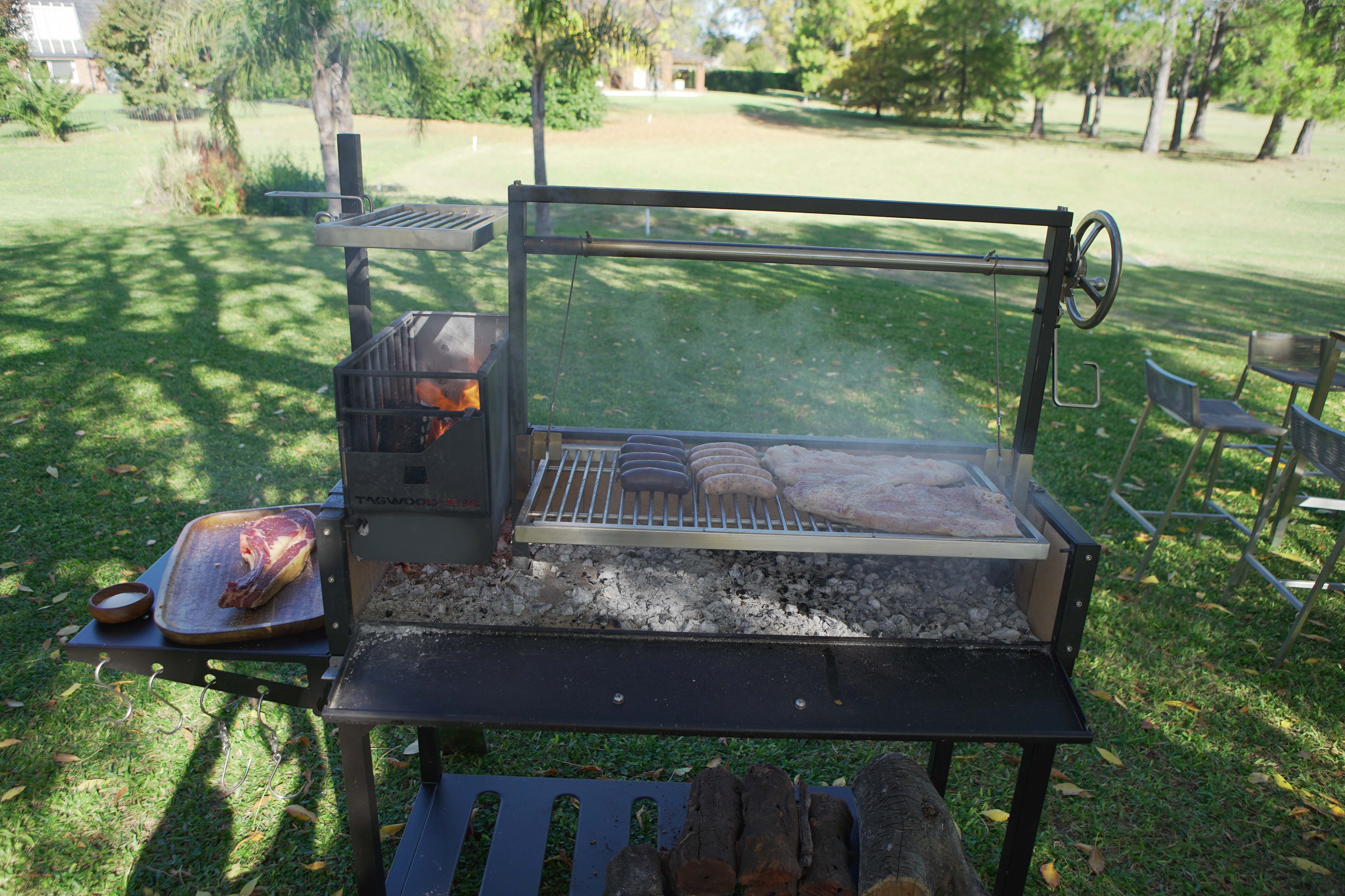 Tagwood BBQ03SI – Argentine Wood & Charcoal Grill (Black Finish) Partially Built