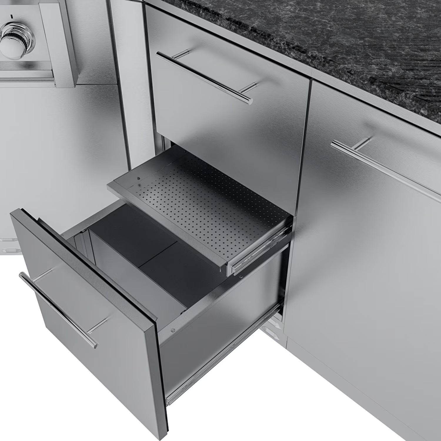 Sunstone Big Tex 21-Ft Stainless Steel Outdoor Kitchen Island Package with Grill, Side Burner, Refrigerator & Sink