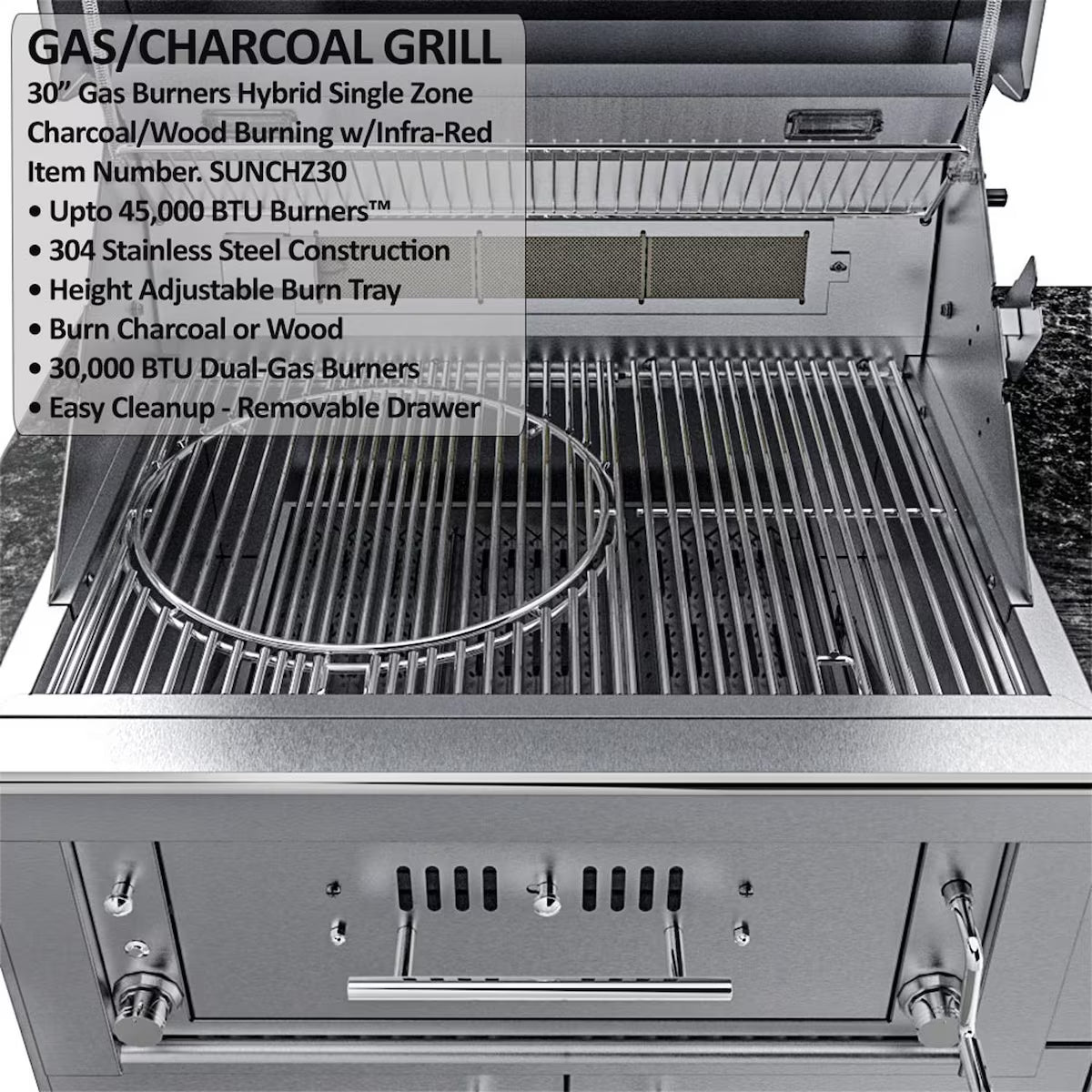 Sunstone Alamo 10′ Stainless Steel Outdoor Kitchen Island Package with Grill, Side Burner, Refrigerator & Sink